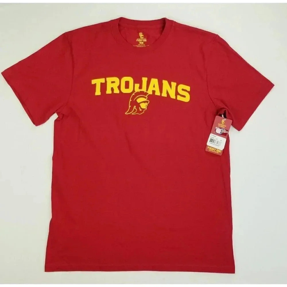 Authentic Apparel Size Medium Men's USC Trojans Fight No! Red Short Sleeve Tee